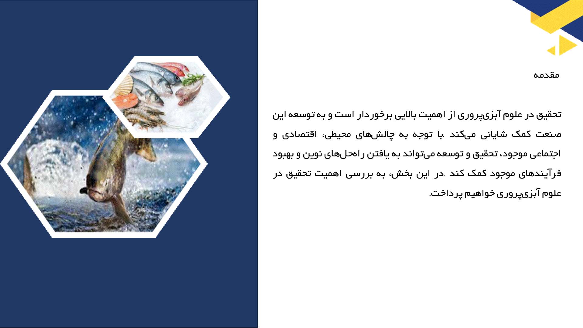 پاورپوینت در مورد اهمیت تحقیق در علوم آبزی پروری